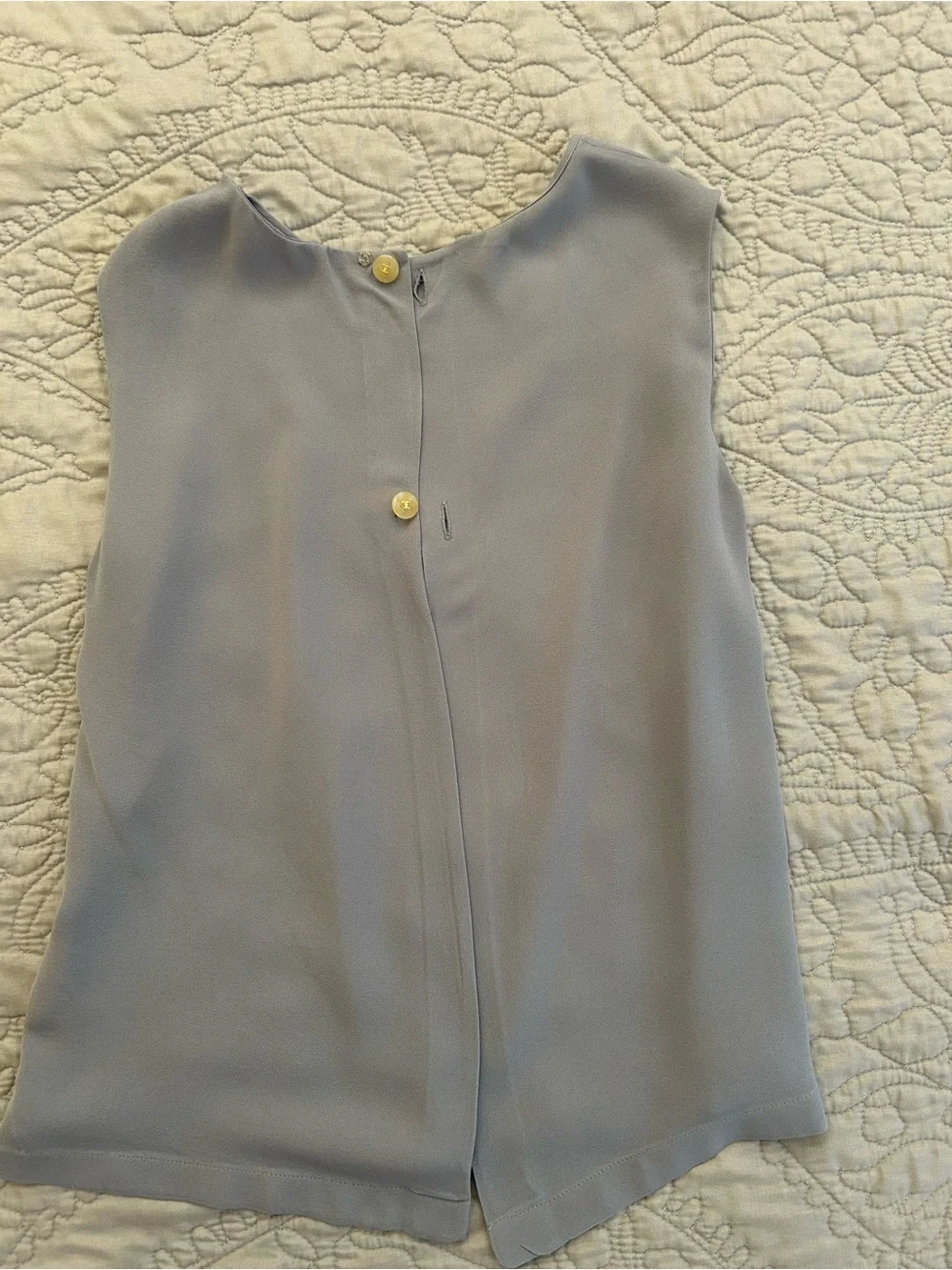 CHANEL Pale Blue-Gray Sleeveless Silk Tank